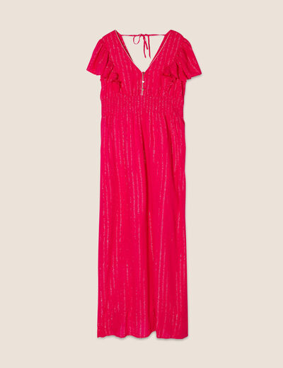 Robe longue droite fluide rose fushia femme