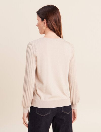 Pull cintr&eacute; col rond manches longues couleur or femme