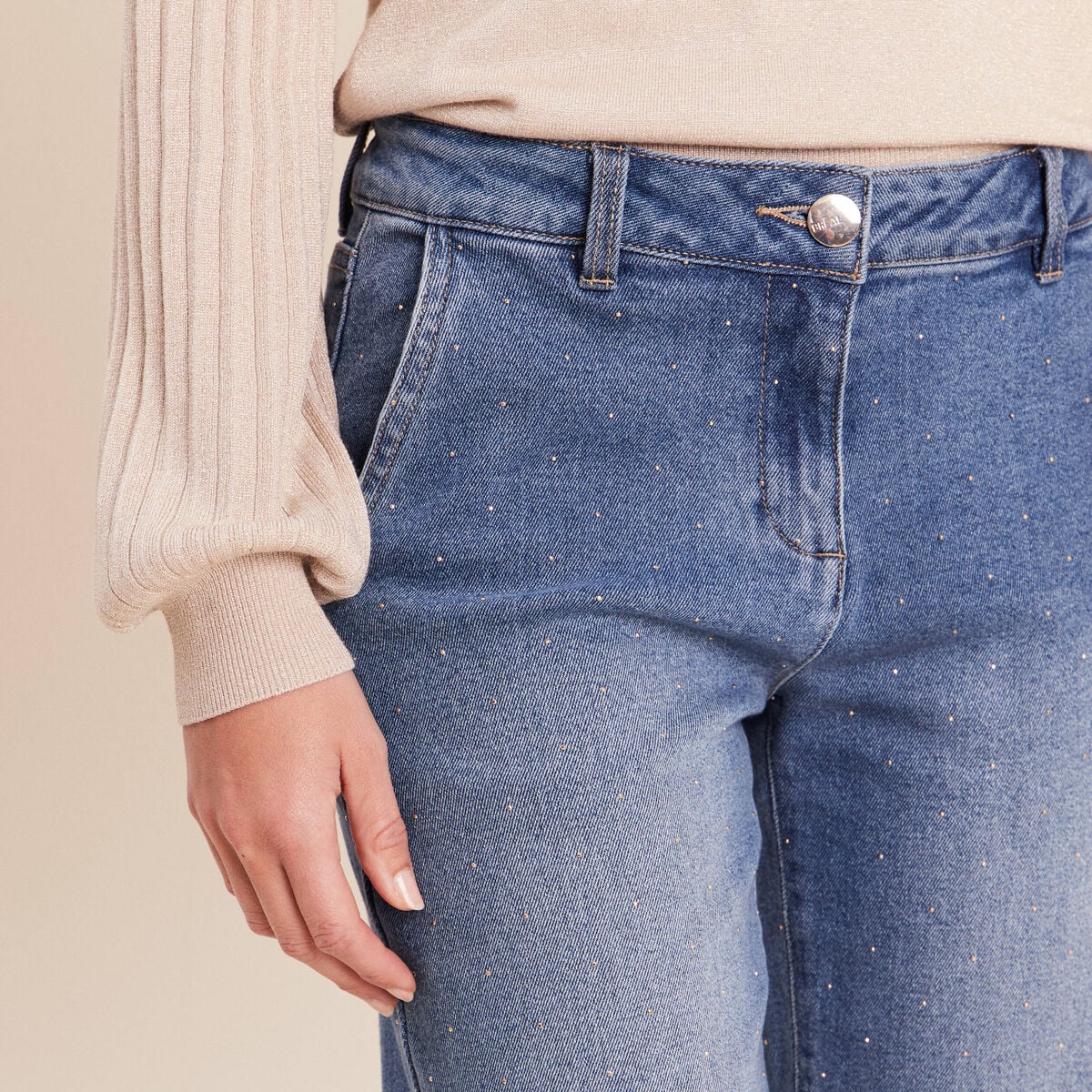 Jean avec strass denim stone femme