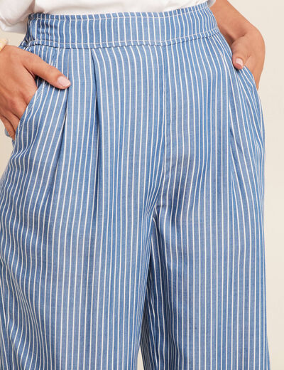 Pantalon large en lyocell bleu femme