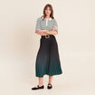 Jupe midi patineuse pliss&eacute;e vert fonc&eacute; femme