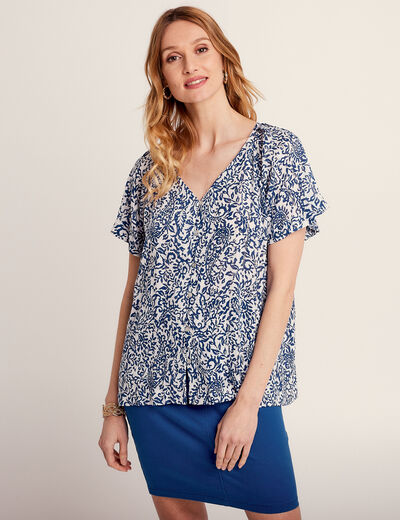 Blouse manches courtes blanc femme