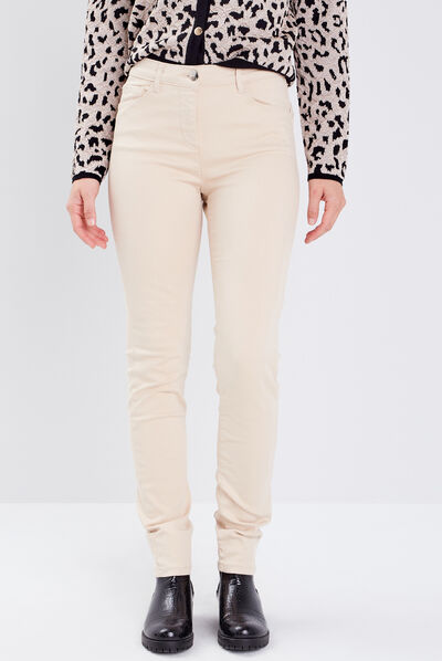 Jean magique ajusté taille standard ecru femme