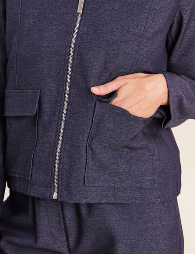 Veste courte droite en jean doubl&eacute;e denim brut femme