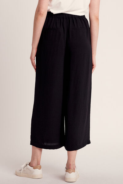 Pantalon large fluide noir femme