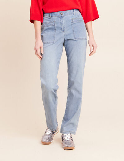 Jean coupe mom taille haute denim double stone femme