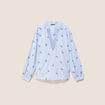 Blouse ample manches longues fluide bleu femme