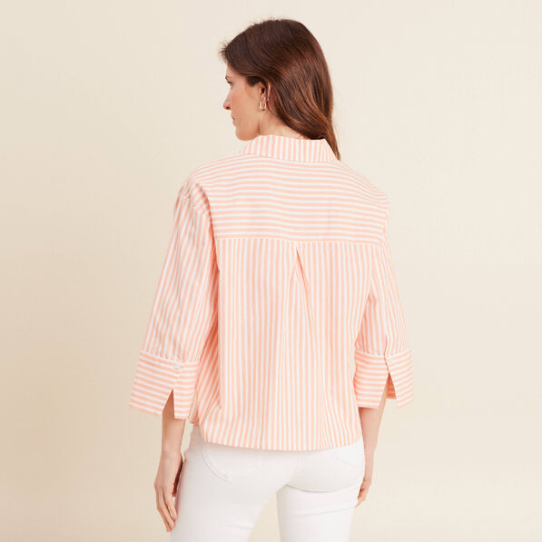 Chemise manches 3/4 orange femme