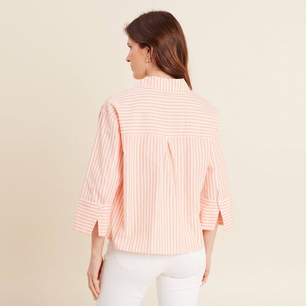 chemise manches 34 orange femme Chemise manches 3/4 orange femme