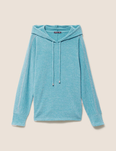 Sweat &agrave; capuche vert fonc&eacute; femme