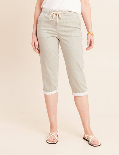 Pantacourt coupe mom large vert femme