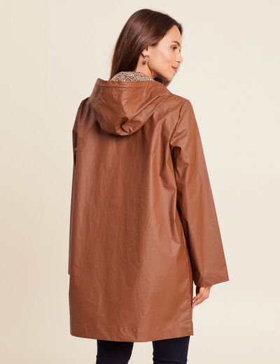 Parka à capuche marron foncé femme