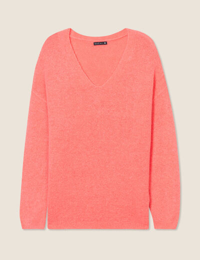 Pull manches longues rose vif femme