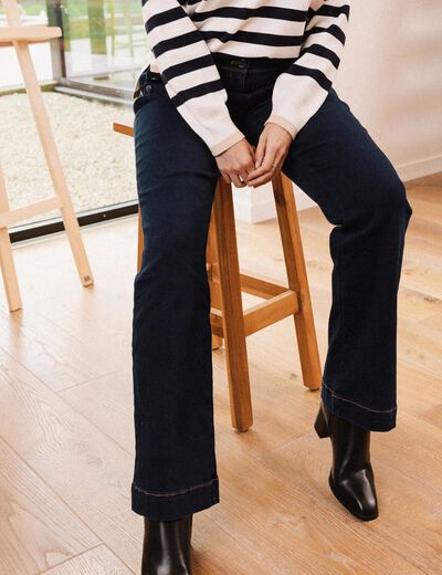 Jean bootcut taille haute denim stone femme