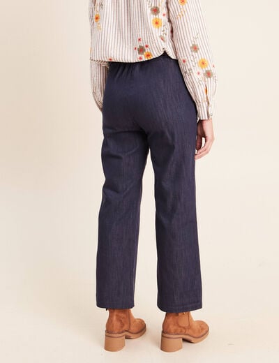 Jean cargo taille haute denim brut femme