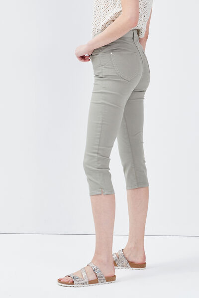 Pantacourt droit taille standard vert clair femme