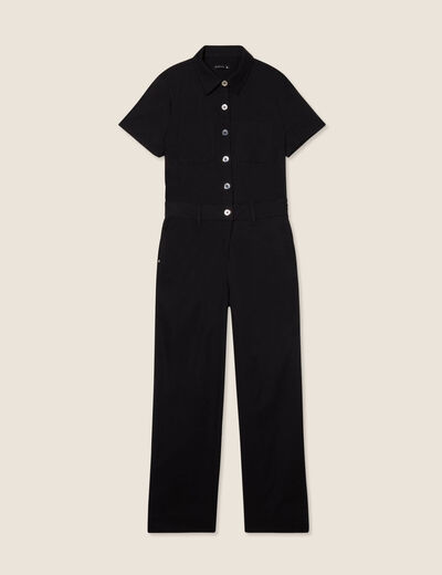 Combinaison pantalon boutonnée noir femme