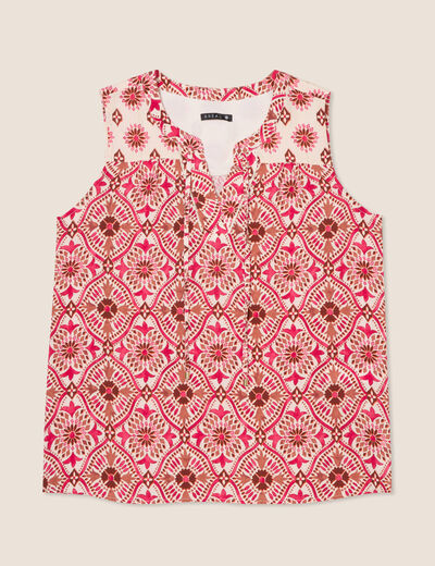 Blouse fluide sans manches rose femme