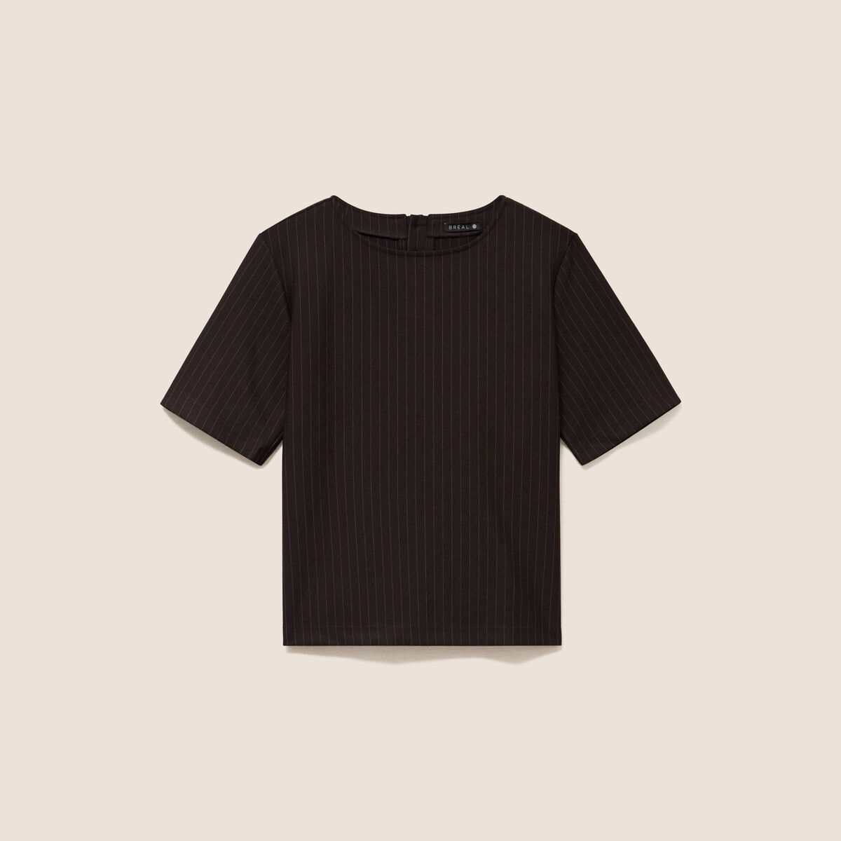 T-shirt droit col rond manches courtes marron femme