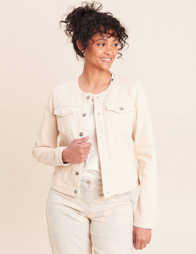 Veste cintr&eacute;e r&eacute;versible manches longues beige femme