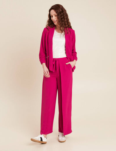 Veste fluide col châle rose fushia femme