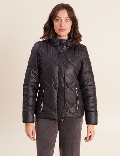 Doudoune cintr&eacute;e avec capuche noir femme