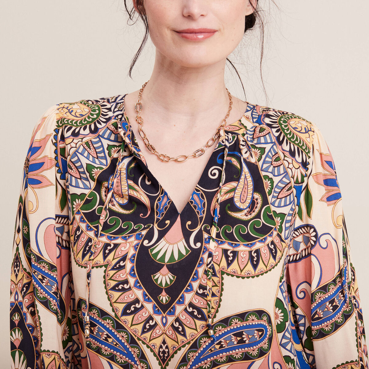 Blouse manches longues bleu femme