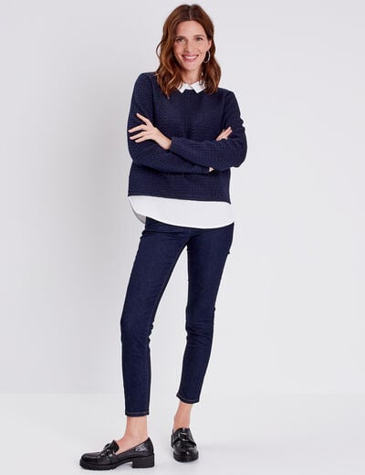 T-shirt manches longues bleu foncé femme