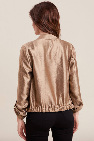 Veste réversible métallisée beige femme