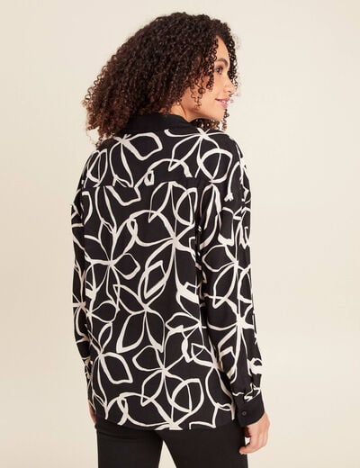 Chemise ample mi-longue manches longues noir femme