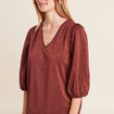 Blouse manches 3/4 couleur cuivre femme