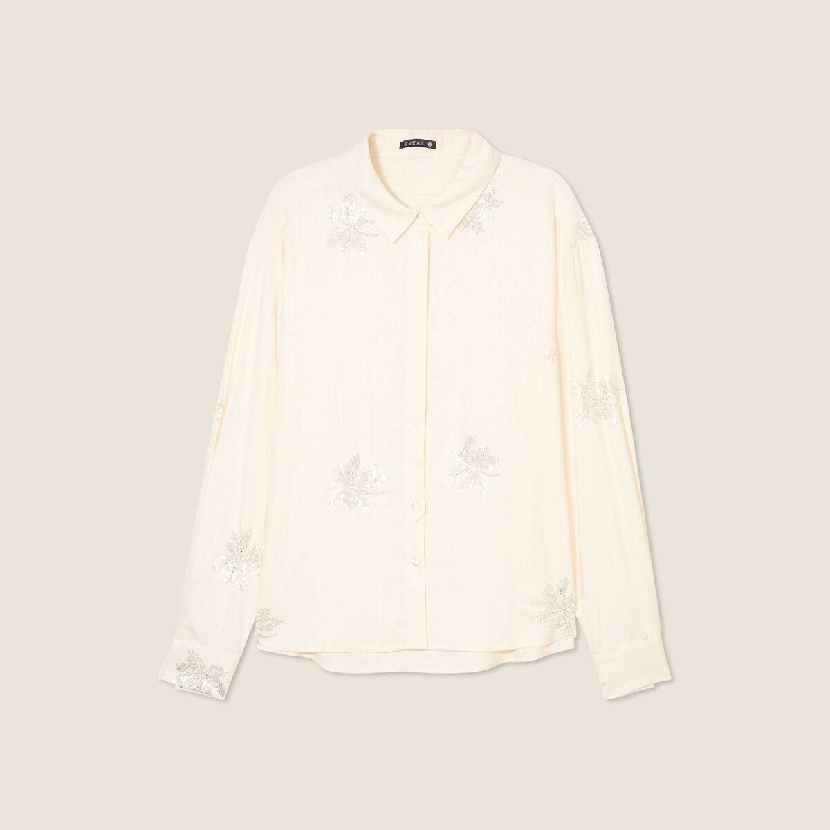Chemise avec sequins ecru femme
