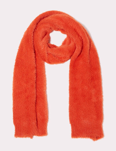 Lot bonnet et écharpe orange foncé femme