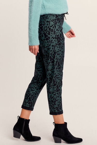 Pantalon décontracté vert kaki femme
