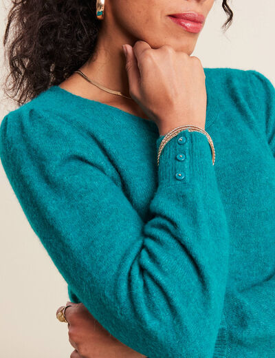 Pull manches longues vert canard femme