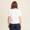 Pull manches courtes col polo blanc femme