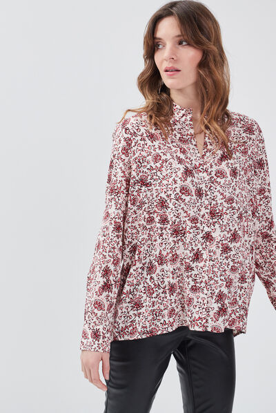 Chemise manches longues ecru femme