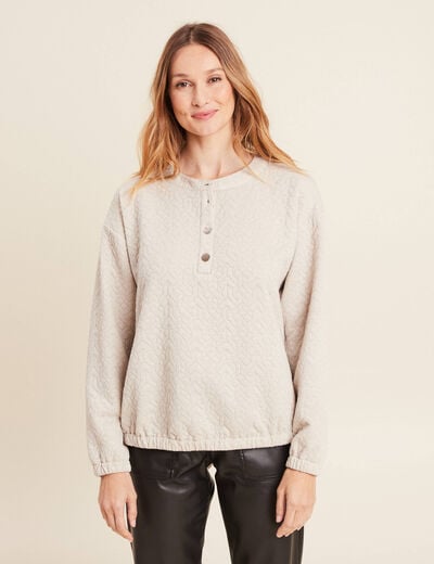 Sweat manches longues beige femme