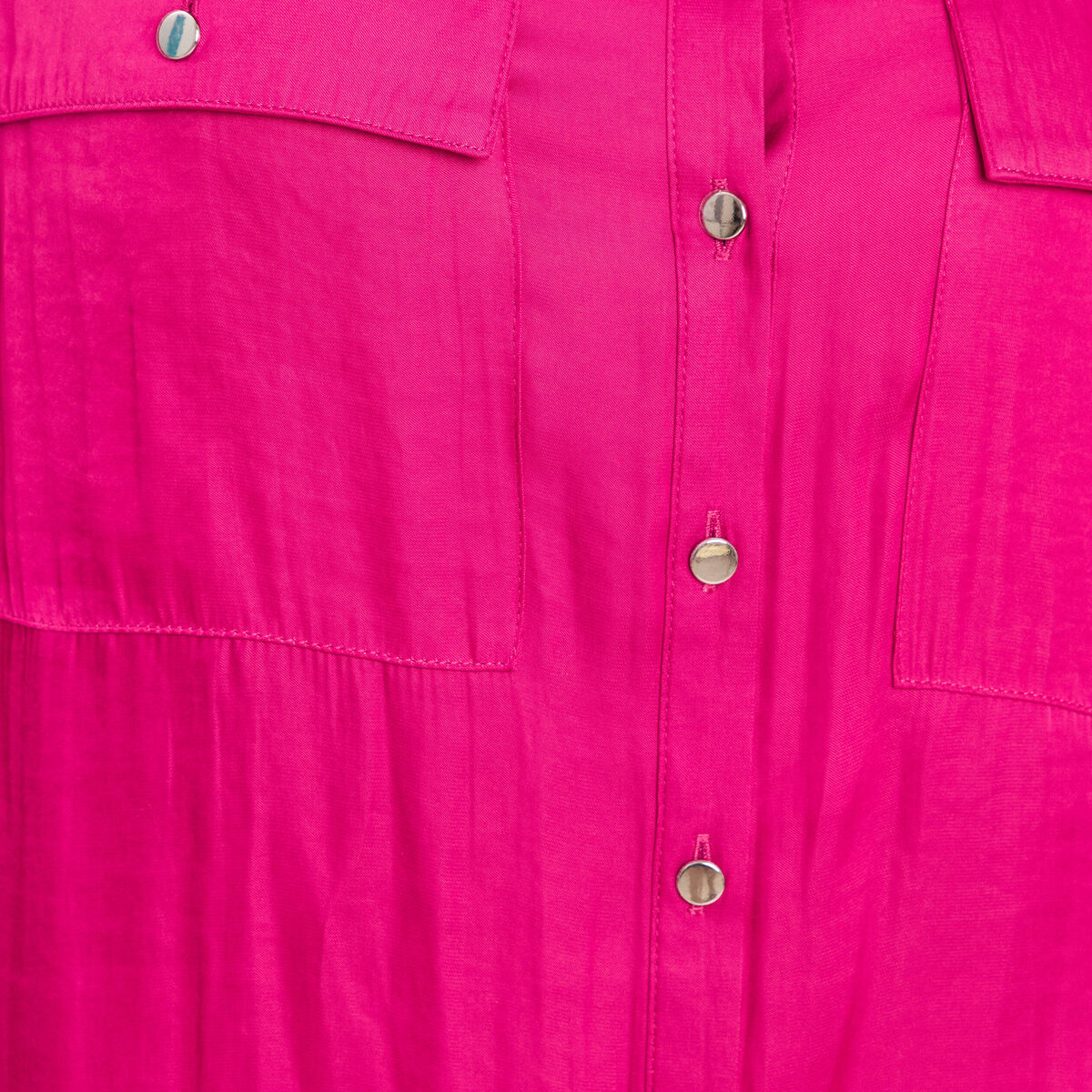 Chemise satin&eacute;e manches longues rose fushia femme