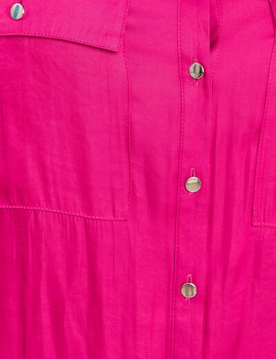 Chemise satin&eacute;e manches longues rose fushia femme