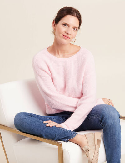 Pull manches longues rose femme