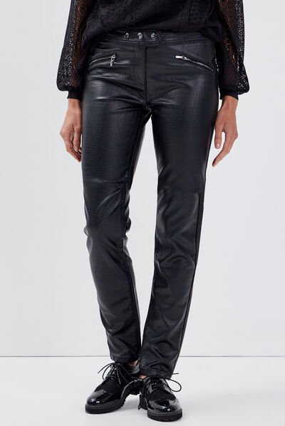Pantalon ajusté noir femme