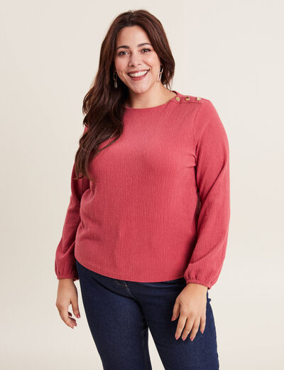 T-shirt manches longues rouge foncé femme