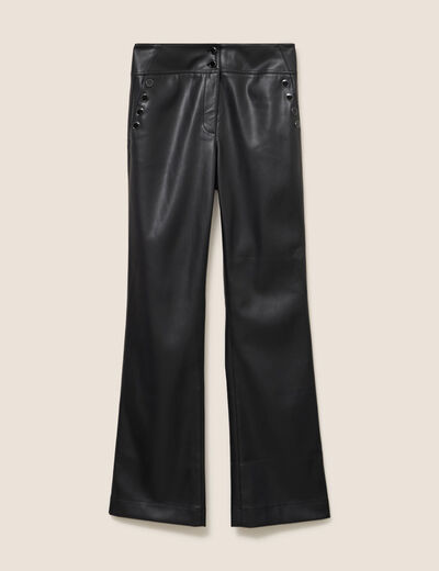 Pantalon bootcut taille haute similicuir noir femme