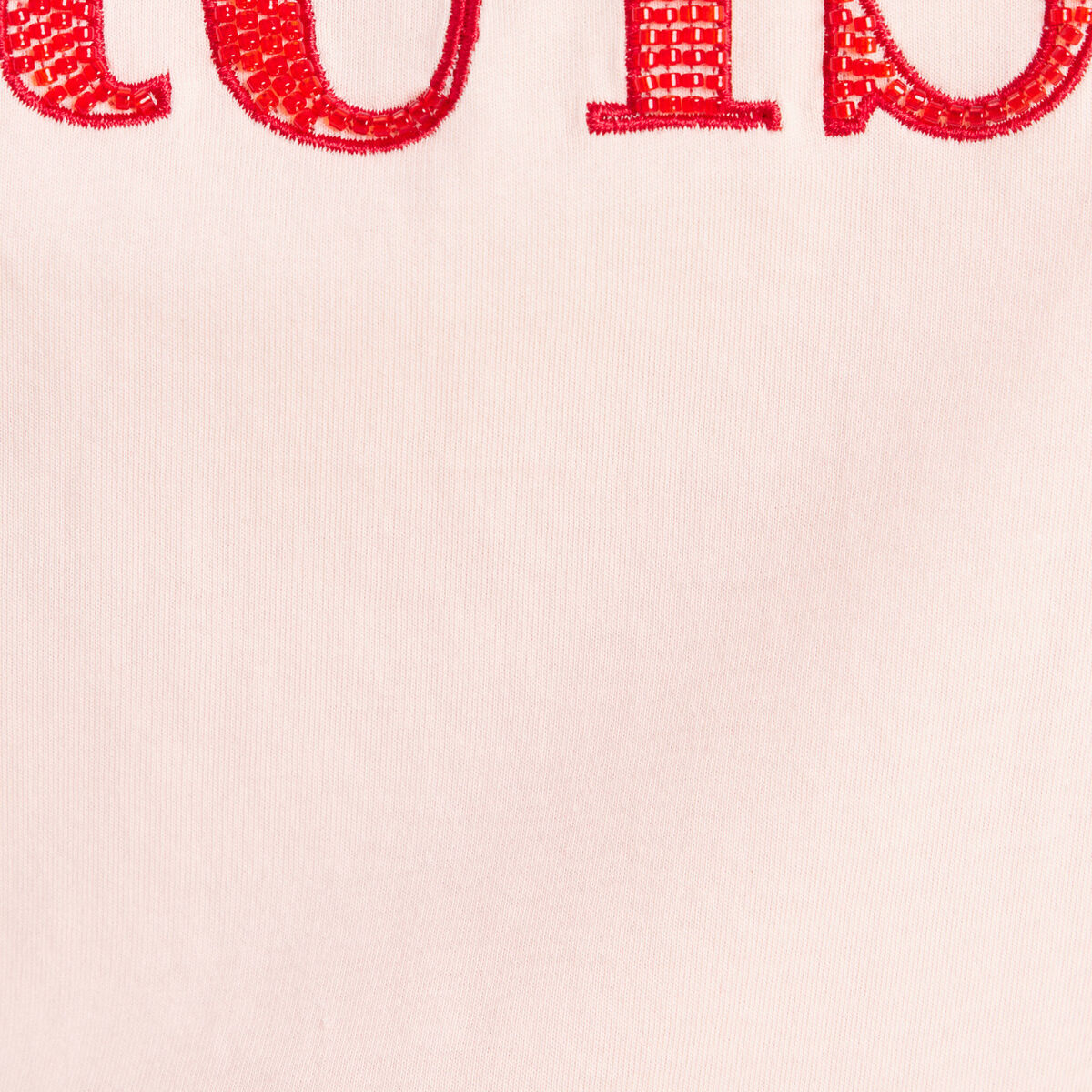 T-shirt col rond manches courtes rose poudr&eacute;e femme