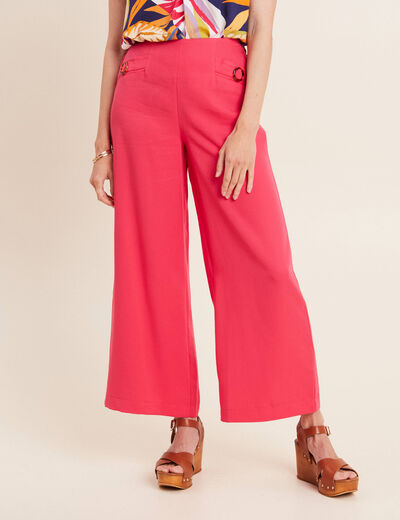 Pantalon large avec boucles rose framboise femme
