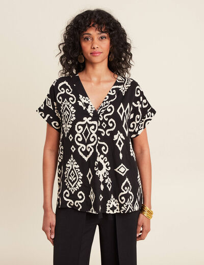 Blouse manches courtes noir femme