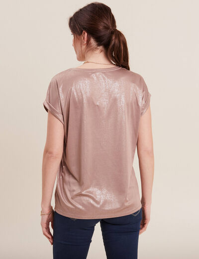 T-shirt manches courtes taupe femme