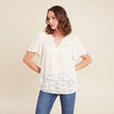 Blouse ample manches courtes ecru femme