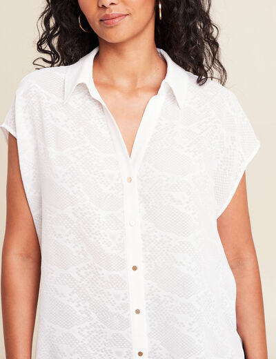 chemise manches courtes ecru femme